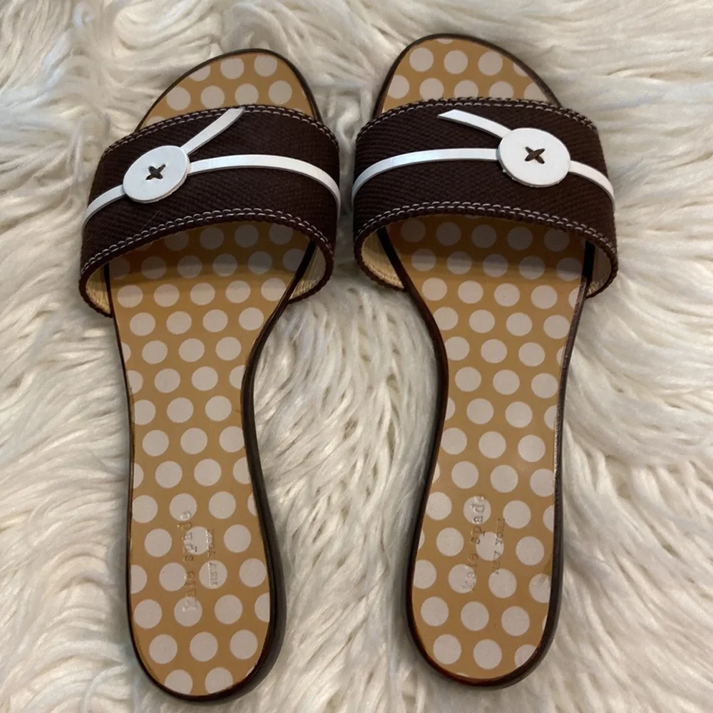 Kate Spade Sandals size 7B made in Italy brown and white color excellent condi - Picture 12 of 16